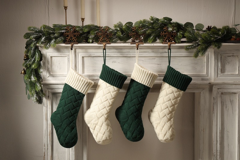 Knitted Christmas Stockings Large Size Cable Knit Holiday Decorative Gifts